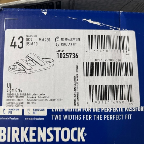 Birkenstock Men’s Uji Leather Felt Light Gray Sandal Size 43 US 10-10.5 New - Picture 10 of 11